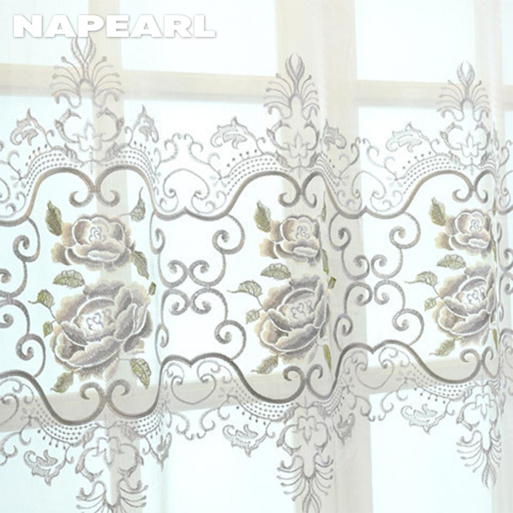 1PC NAPEARL Fashionable and Luxurious Peony Embroidered Blackout Curtains and Gauze Curtains for Living Room Bedroom Home Decor