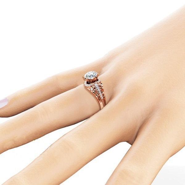 Fashion 14-Karat Rose Gold Plated With Diamonds, Women'S Ring