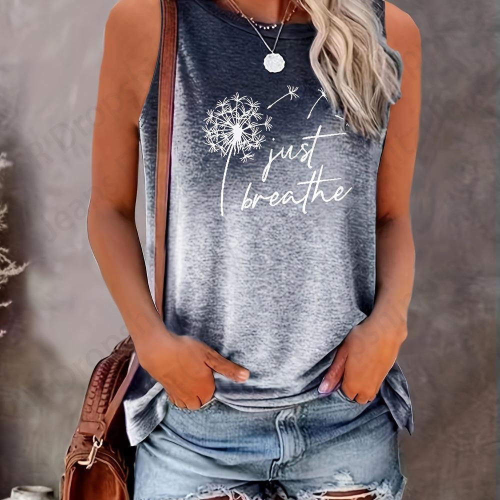 Dandelion 3d Print Tank Tops Women's Fashion Crew Neck Sleeveless Tanks Tops Casual Tops Tees Women's Clothing Letter 2024