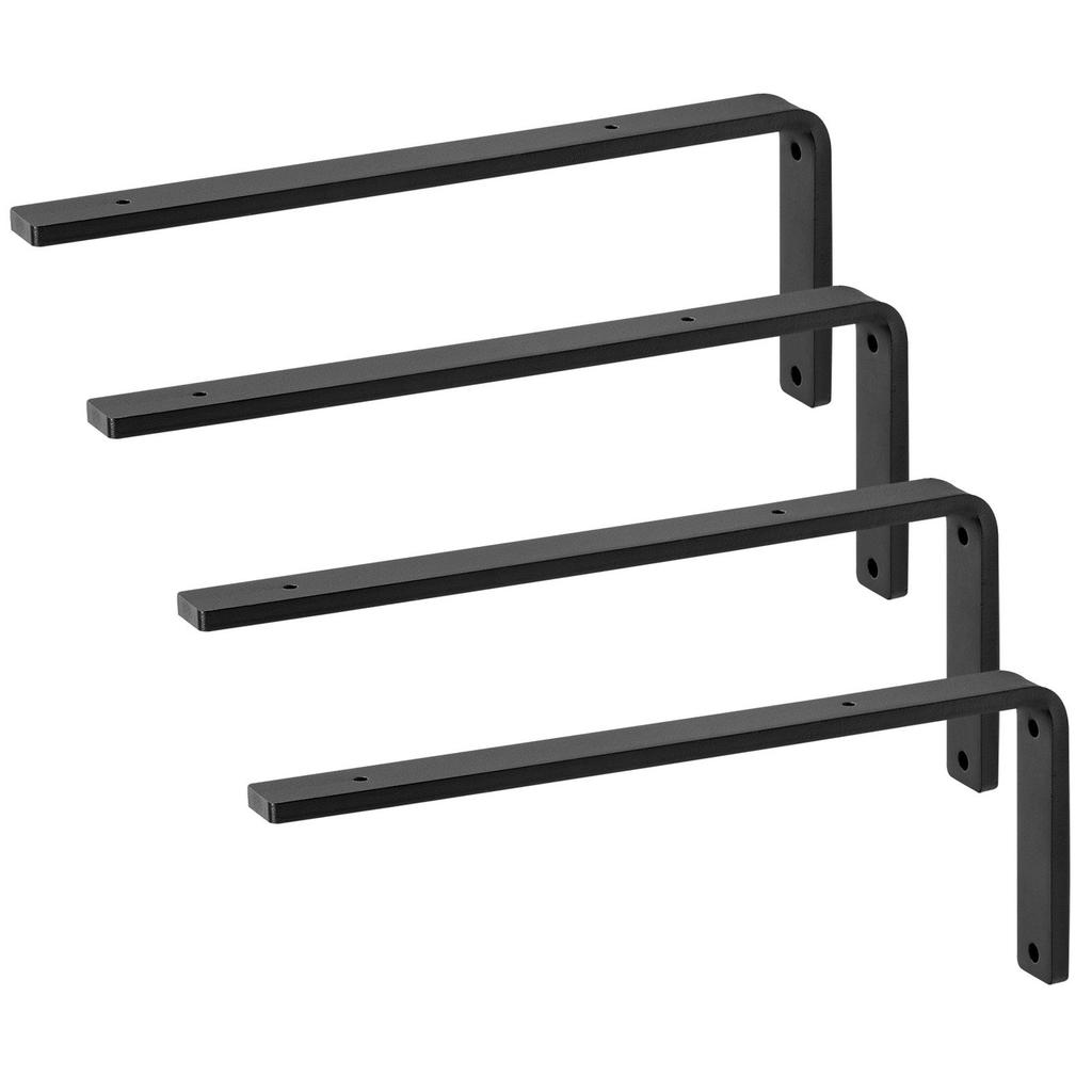Shelf Bracket, 16 X 6 In 4 Pcs, Heavy Duty Floating Shelf Brackets, Brackets for Shelves, 10mm Thick Matte Black L Shelf Bracket,Steel Shelving