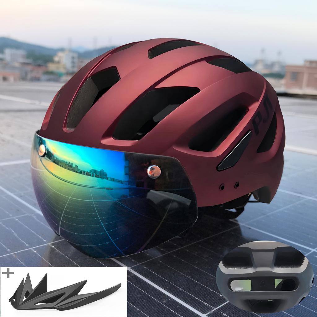 Kask Rowerowy Pjt Z Goglami Przeciwsłonecznymi Męski Daszek Przeciwsłoneczny Kask Rowerowy Okulary Przeciwsłoneczne Kask Rowerowy Szosowy Mtb Kask Rowerowy Sportowy Z Goglami E-Bike