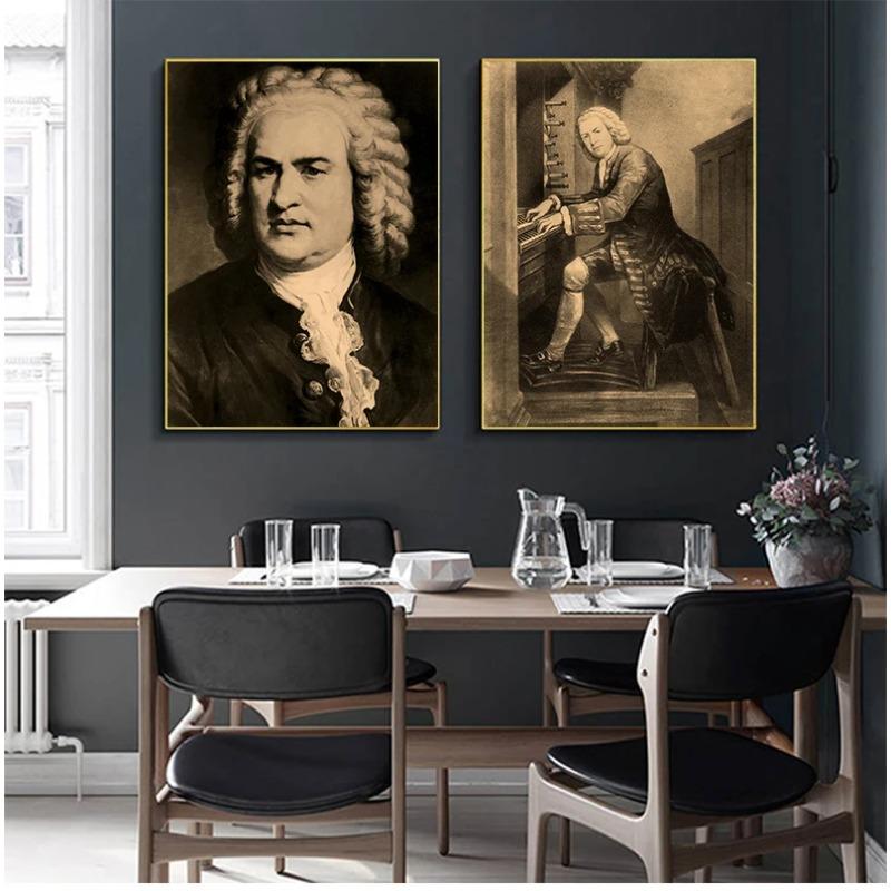 Johann Sebastian Bach German Musician Canvas Painting Vintage Wall Pictures Kraft Poster Coated Wall Stickers Home Decor Gift
