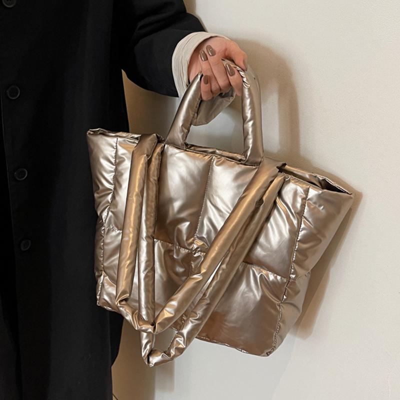 Large Capacity Underarm Bag Fashion Quilted Women Shoulder Bag Designer Space Padded Cotton Handbag Luxury Puff Shopper Tote
