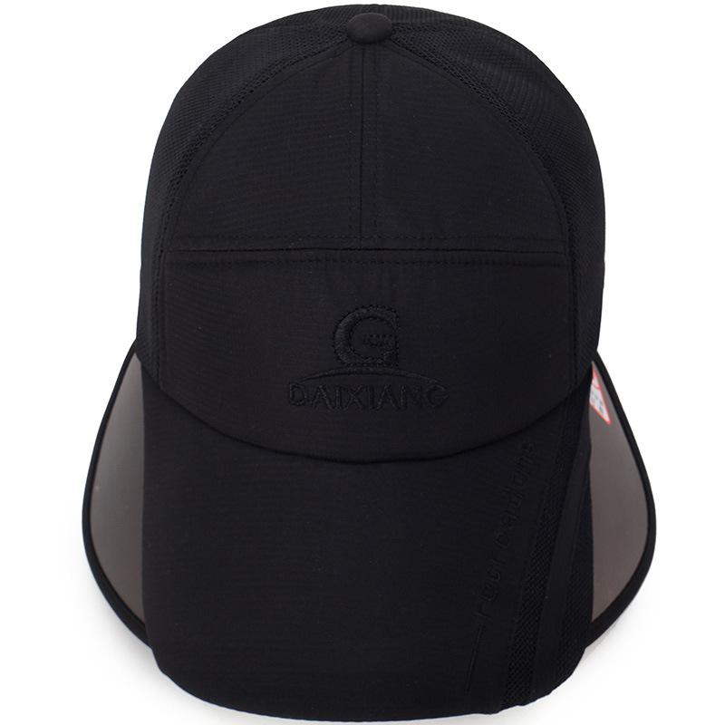 Spring and Summer Retractable Extended Brim Mesh Cap Men's and Women's Outdoor Fishing Baseball Cap Street Travel Shade Sun Protection Hat