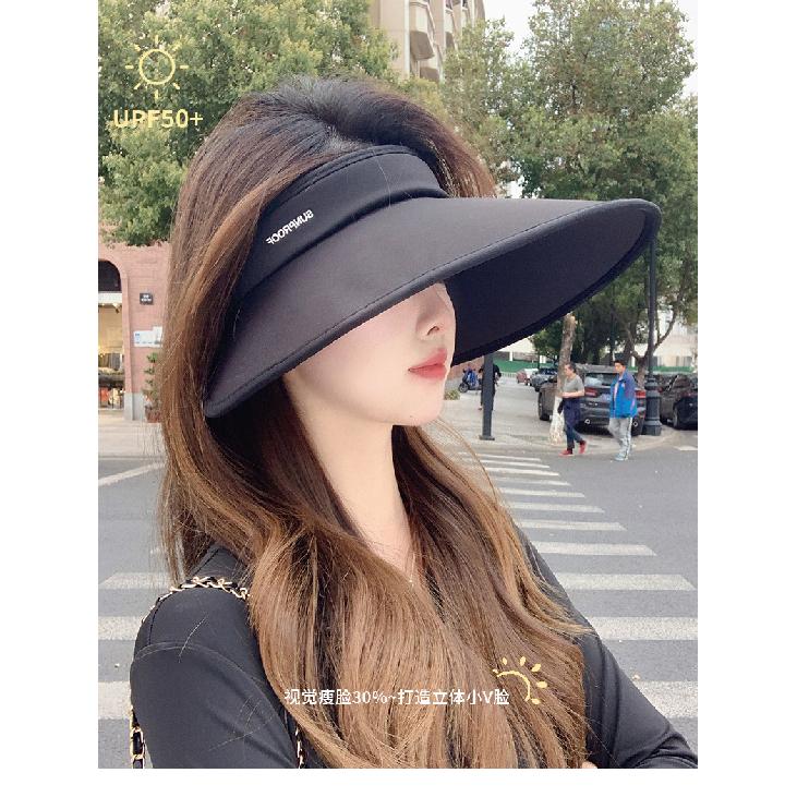 Women's summer Korean-style double-sided ice silk sun hat with UV protection, versatile outdoor hat with enlarged brim