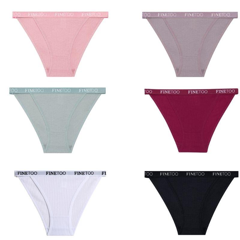 FINETOO 3 Peças/Conjunto Calcinhas Femininas Algodão Waffle Roupa Íntima Elasticidade Sexy Cintura Baixa Calcinha Lingerie Macia Respirável para Mulher