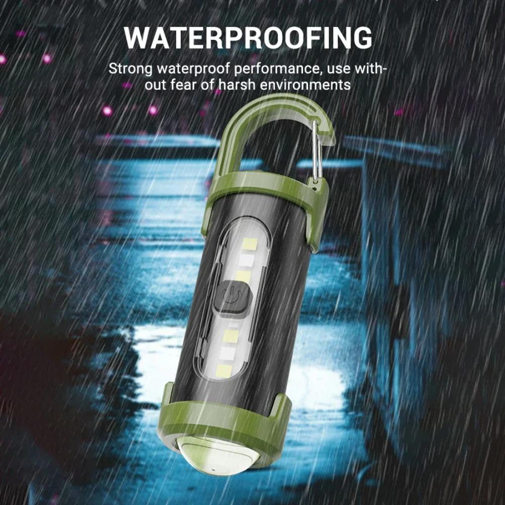 COB LED Nyckelring Ficklampa Multifunktionell Ficklampa Uppladdningsbar Ultralätt Campingficklampa för Utomhus Nödsituationer