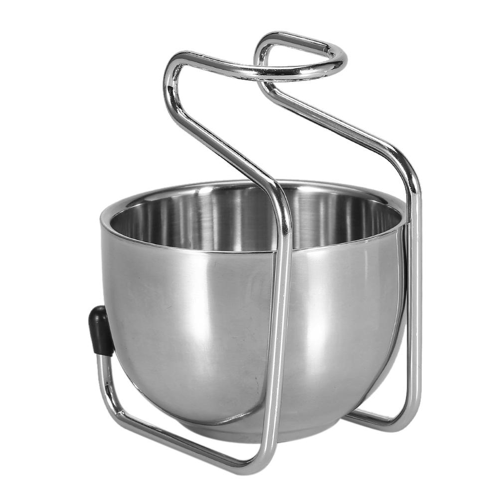Stainless Steel Shaving Brush Stand Holder Safety Razor Brush Bowl Grooming Set