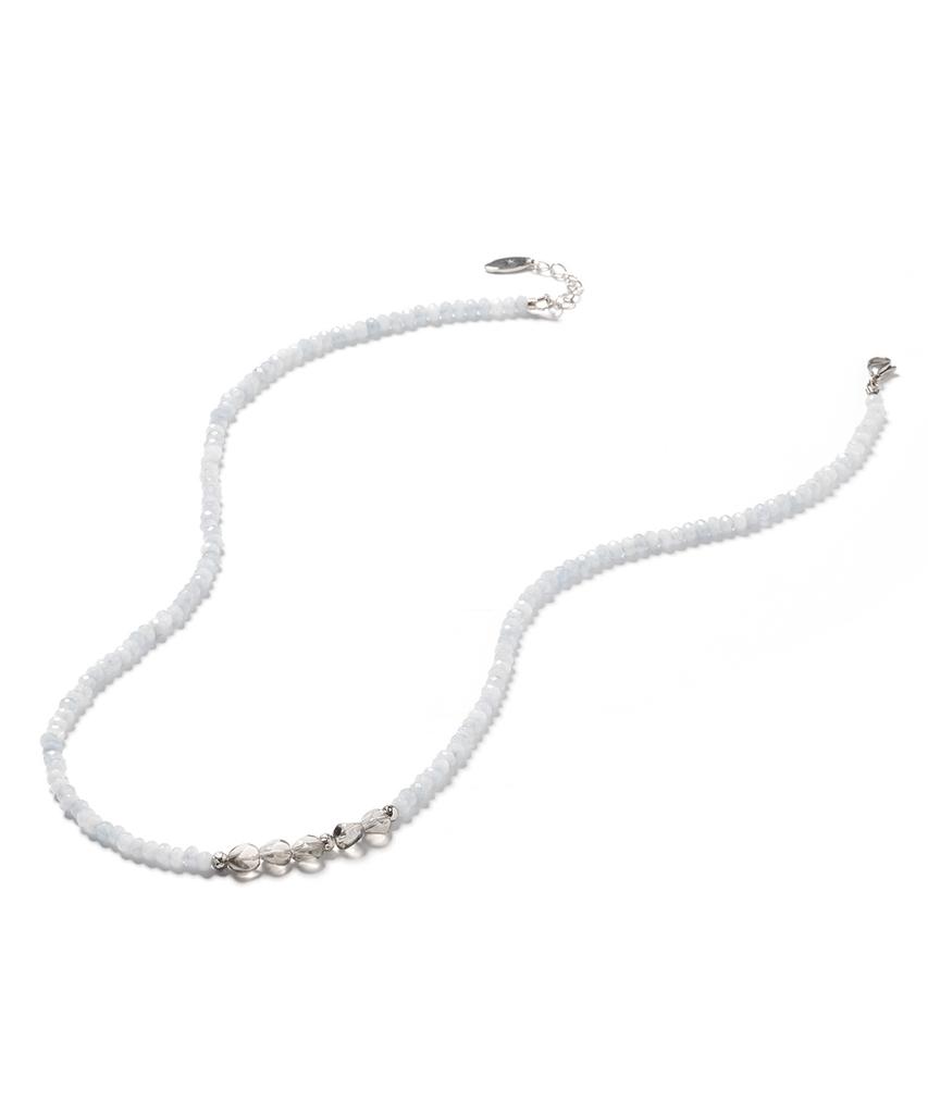 Polalita Sky Blue Gray Crystal Point Necklace (Plt-Nl-014_Bl)