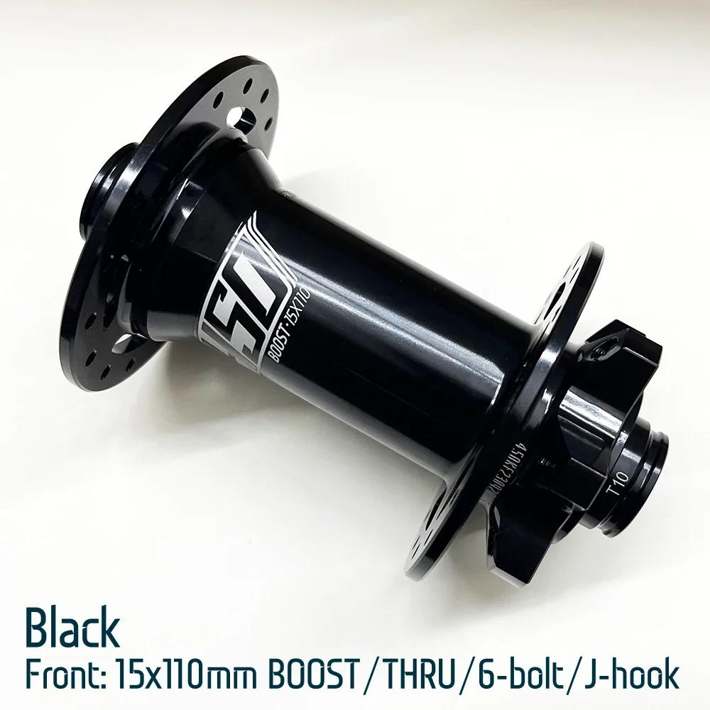 Koozer 450 Boost Front Hub TA 15x110 Thru Axle Hub 28H 32 Holes 6 Bolts Disc 2 Sealed Bearing Light Bike Parts Bicycle Hubs Black 28H 15x110