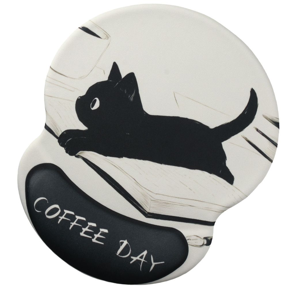 

Cute Cartoon Cat Mouse Pad, Black Gel Non-Slip Wrist Rest Pad with Wrist Rest Support Typing and Pain Relief for Home Office XS
