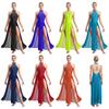 Traje de Dança Lírica Moderna Feminino Sem Mangas Strass Brilhantes Vestido Fenda para Fantasias de Apresentação de Palco Contemporâneo