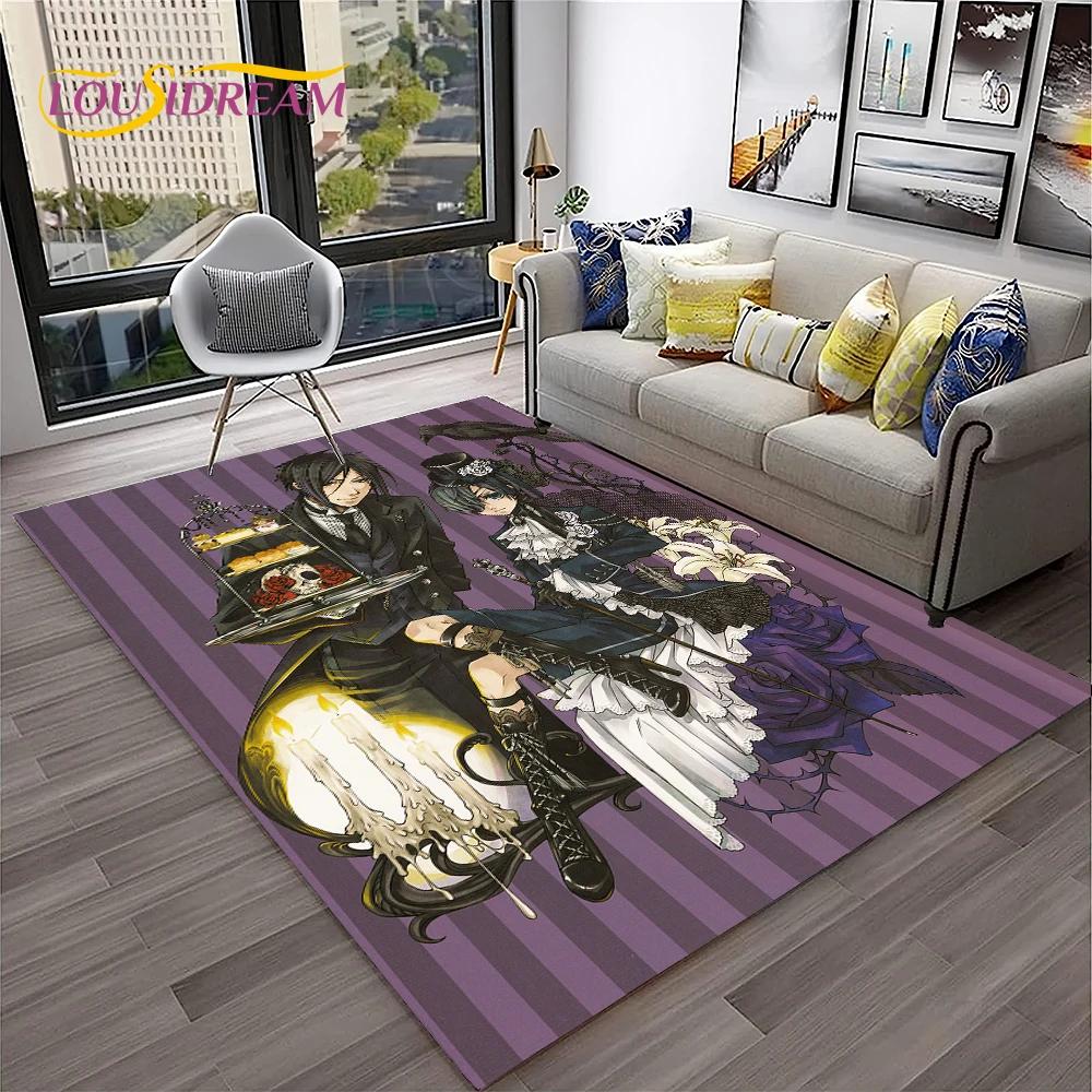 Cartoon Black Butler Anime 3D-Teppich für Zuhause, Wohnzimmer, Schlafzimmer, Sofa, Fußmatte, Dekor, Kinderspielbereich, rutschfeste Bodenmatte