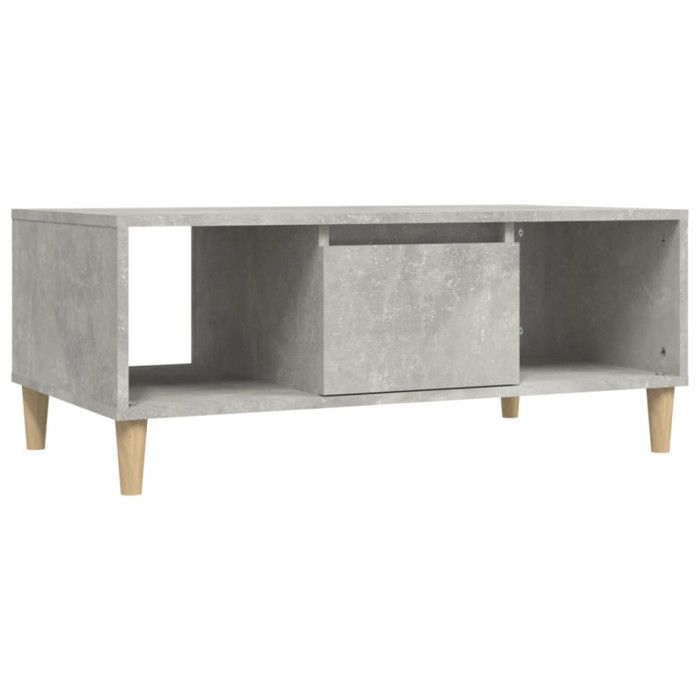 821064 vidaXL Table basse Gris béton 90x50x36,5 cm Bois d'ingénierie