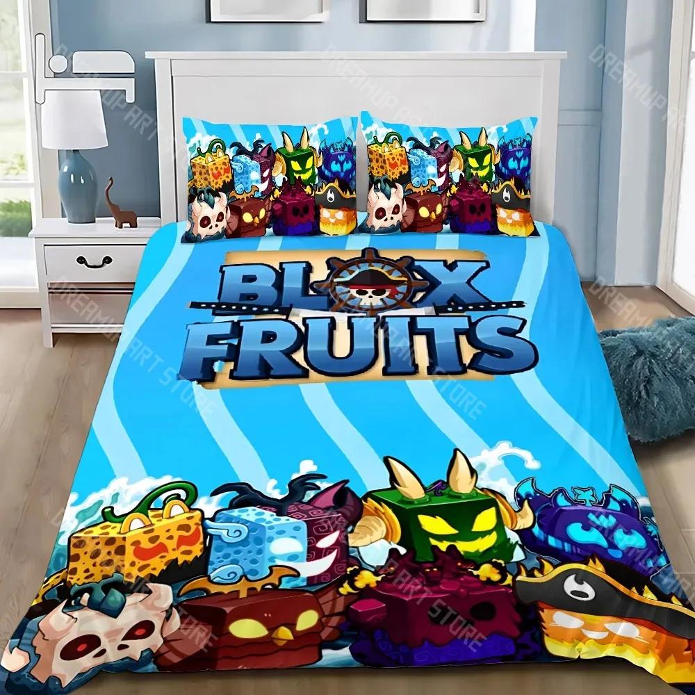 Cartoon 3D Game B-blox Fruits Duvet Cover Pillowcase Bedding Set Adult Boy Girl Bedroom Decoration Children Single Double S