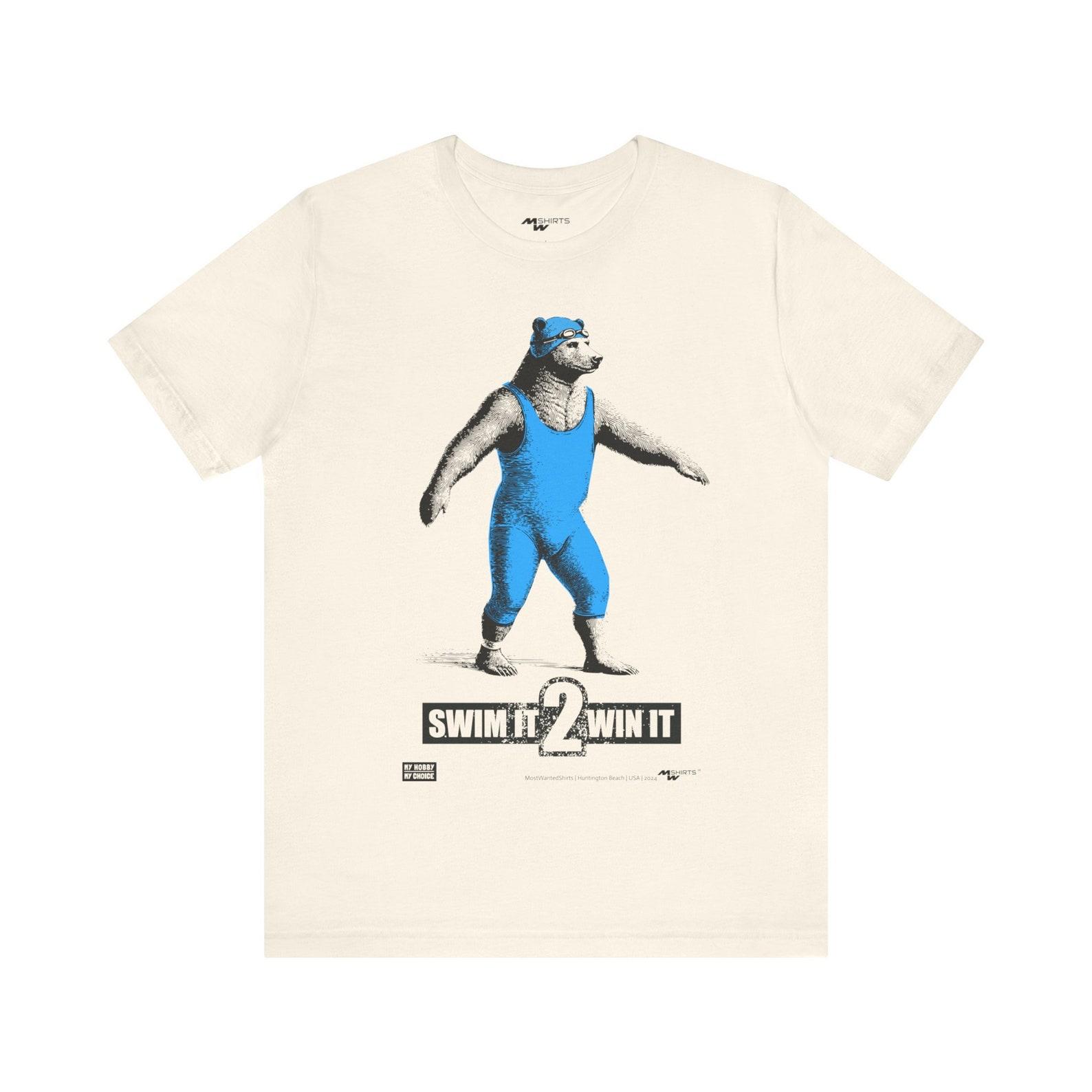 Swimming Bear T-Shirt: Engraving Style Swim It 2 Win It Design 3XL