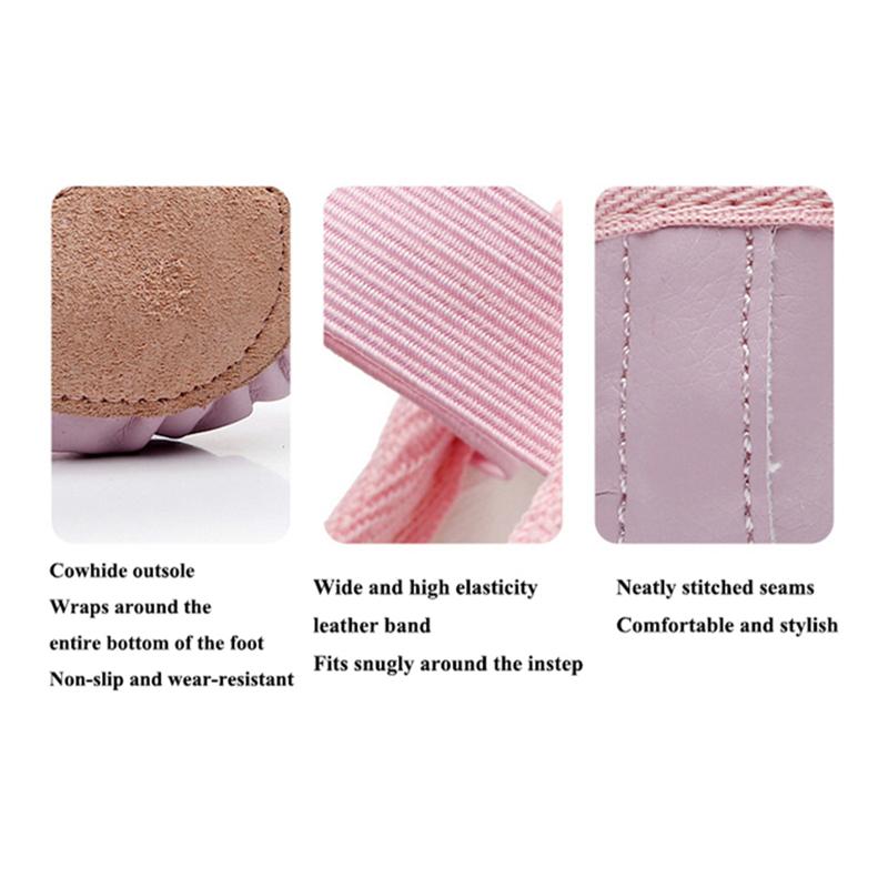 Scarpette da ballo per bambina, morbide in pelle, ballerine, suola intera, allacciate, per yoga, ginnastica, ragazzi, prove sul palco, scarpette da ballerina