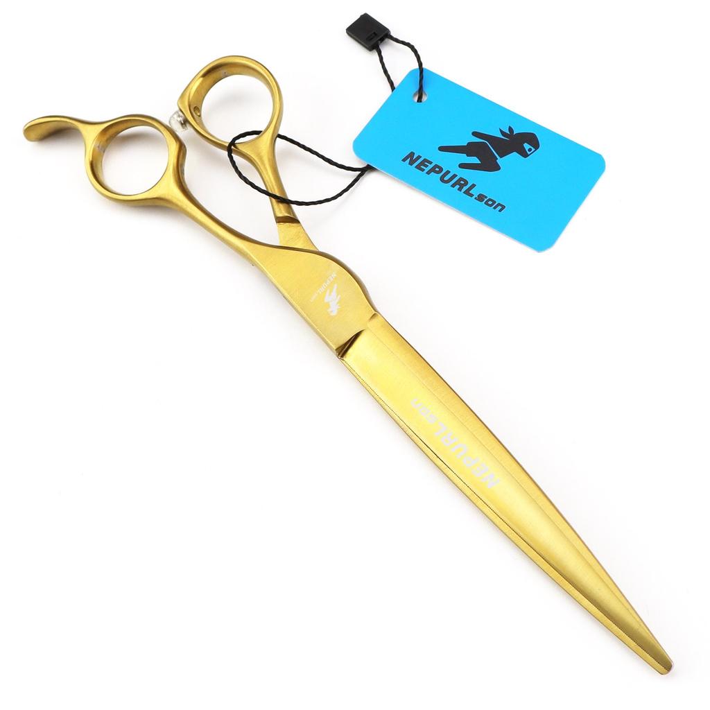 Gold HYG-12 7.5" Straight Shear Pet Grooming Scissors with Micro-Teeth JP440C Blade