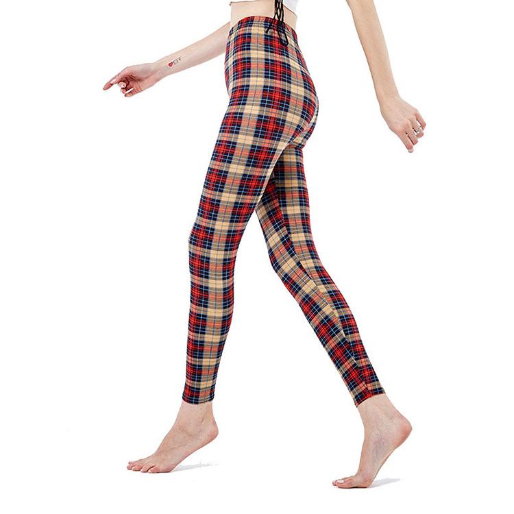 Karierte Leggings für Damen, sexy Hosen, Push-Up-Leggings, modische Fitness-Leggins, Übergröße, Hose mit hoher Taille