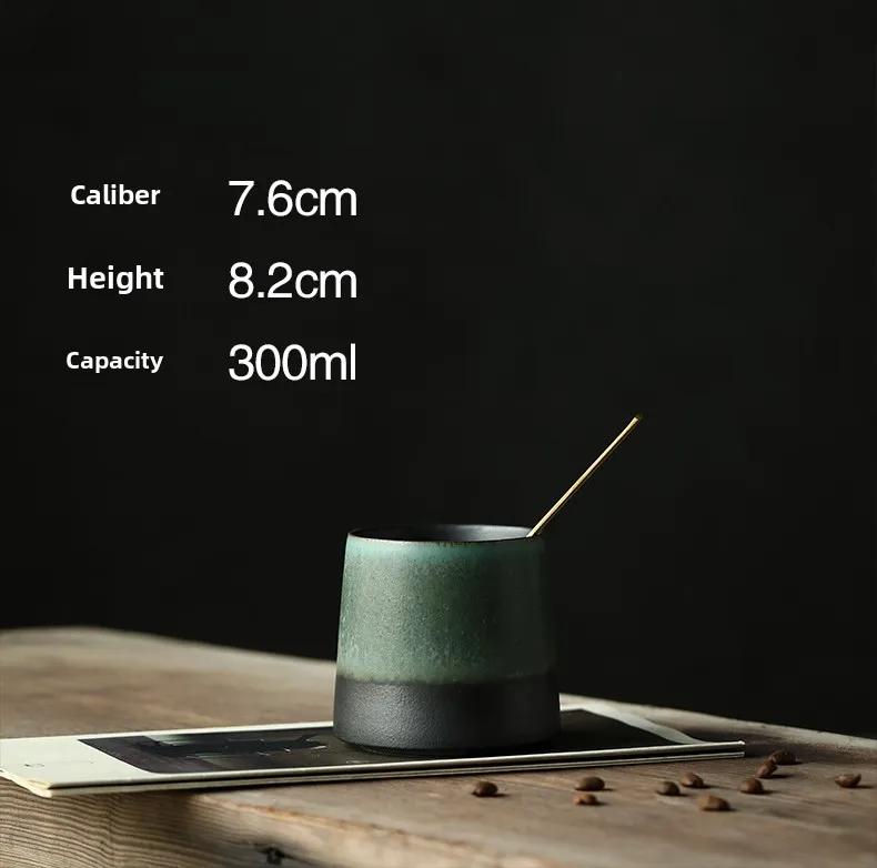 handmade ceramic cup, matte gradual change hand cup, Japanese retro literary straight mug Office Coffee Cup