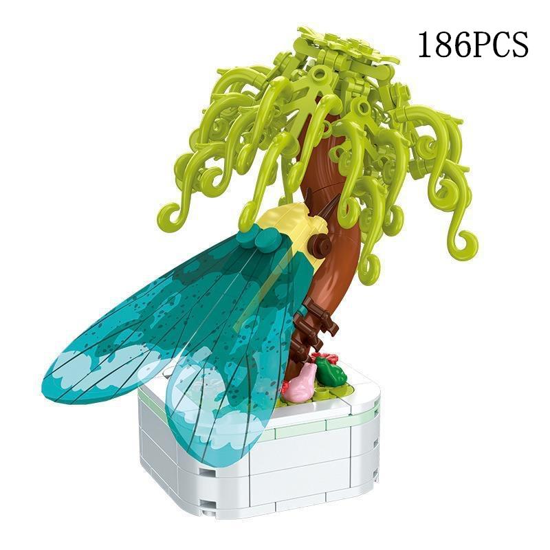 64 Styles Rose Flower Building Block Flower Eternal Bouquet Prickly Pear Model Plant Decoration Educational Toy For Kids Gift