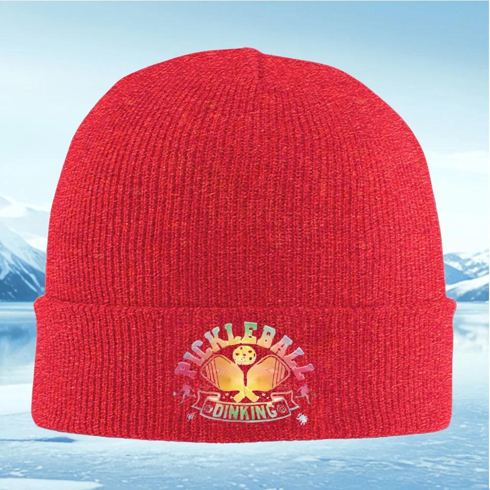 Pickleball Paddles Dinking Fun Sports Play Unisex Women Unisex Knitted Hat Beanie Pullover Cap Winter Thermal Warm Christmas Outdoo