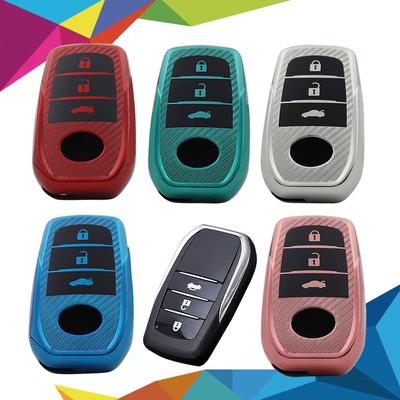 TPU Carbon Fiber Car Remote Key Cover Case Shell Key Fob for Hilux Fortuner Land Cruiser Camry Coralla Crown RAV4 Highland Protector Holder
