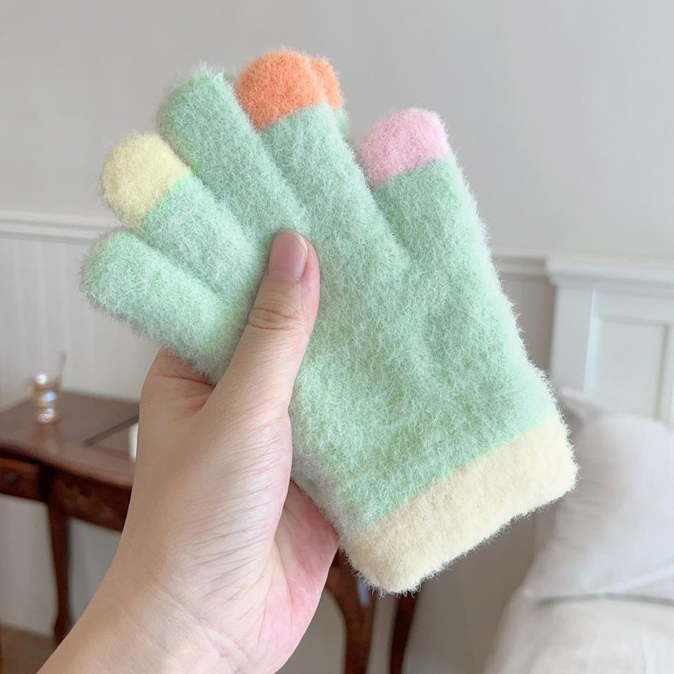 1 Pair Sweet Fashion Kids Gloves for Boy Girl Warm Outdoor Playing Snow Children Glove Candy Color Knitted Acrylic Gloves