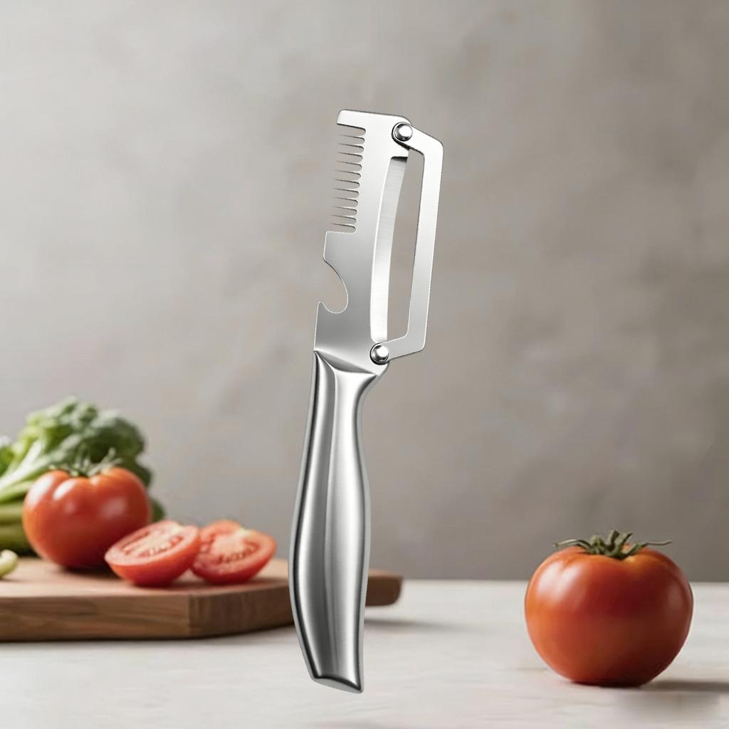 Pelador de Cocina Multifunción de Acero Inoxidable Específico para Cocina para Cortar Frutas y Verduras con Mango de Madera/Acero