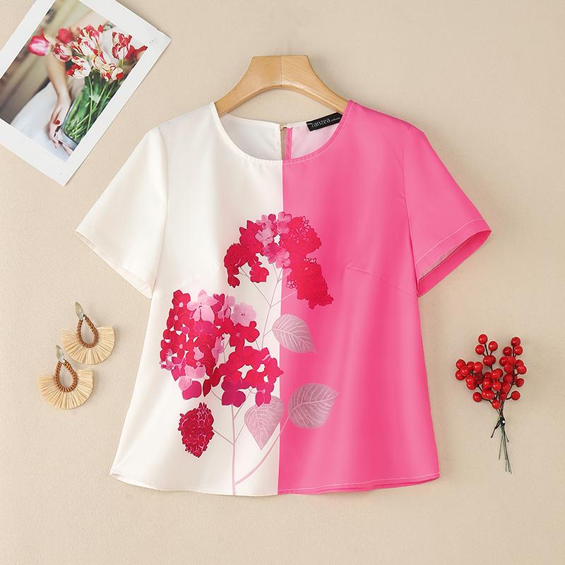 ZANZEA Women Casual Round Neck Short Sleeve Summer Floral Blouse