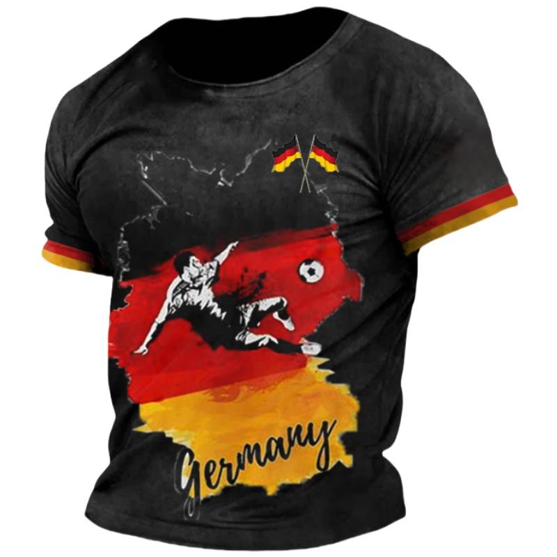 Germany National Flag Print Men's T Shirt Outdoor Football Sports Jersey Summer Casual O-neck Short Sleeve Tees Fashion Fan Tops
