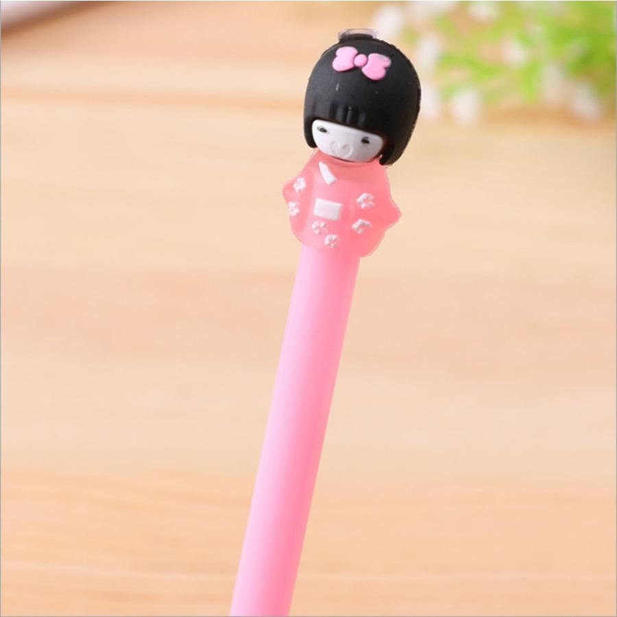 Back To School Season 10pcs 0.5mm Cute Doll Neutral Pen Creative Cartoon Kimono Girl Avatar Neutral Pen Black Water Pen Sign Pen.