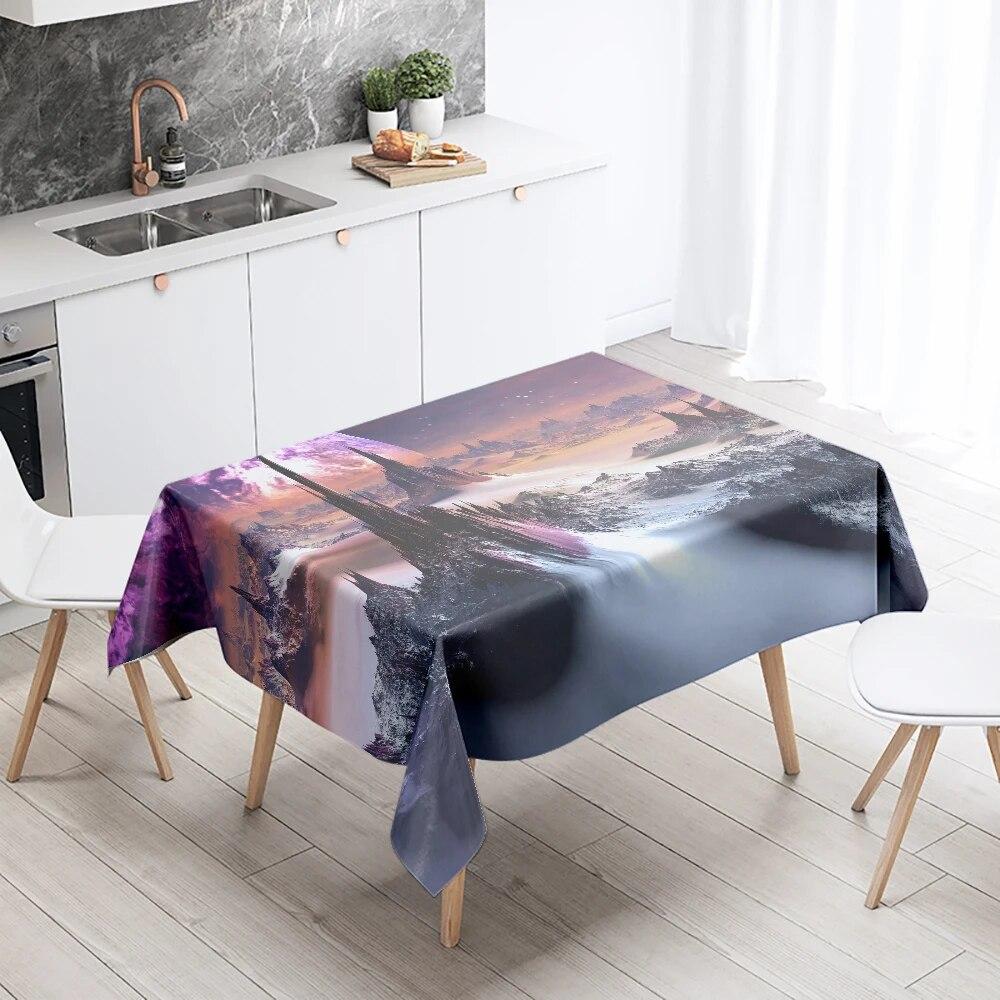 Sci-Fi Future Tischdecke, Punk, schmutzabweisend, wasserdicht, rechteckig, für Küche, Esstisch, Heimdekoration