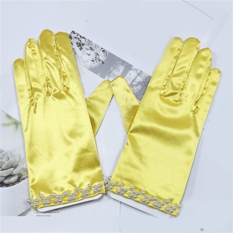 Short Gloves with Beaded Cuffs Bachelorette Party Stage Performances Handwear
