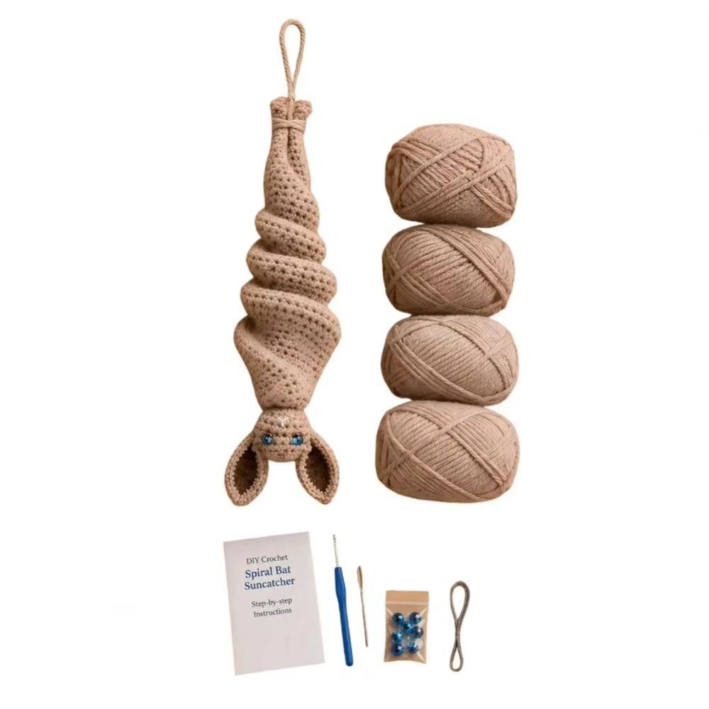 Handmade Bat Wind Spinner Crochet Kit Hanging DIY Spiral Bat Knitted Pendant Beginner Friendly