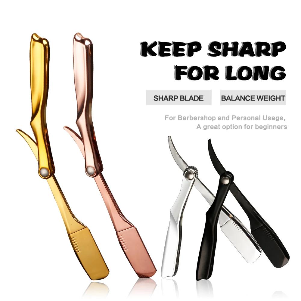 Salon Manual Beard Razor Folding Hand Shaver Razor Knife Holder Hair Removal Tools (No Shaving Slice) For Barber Accessories