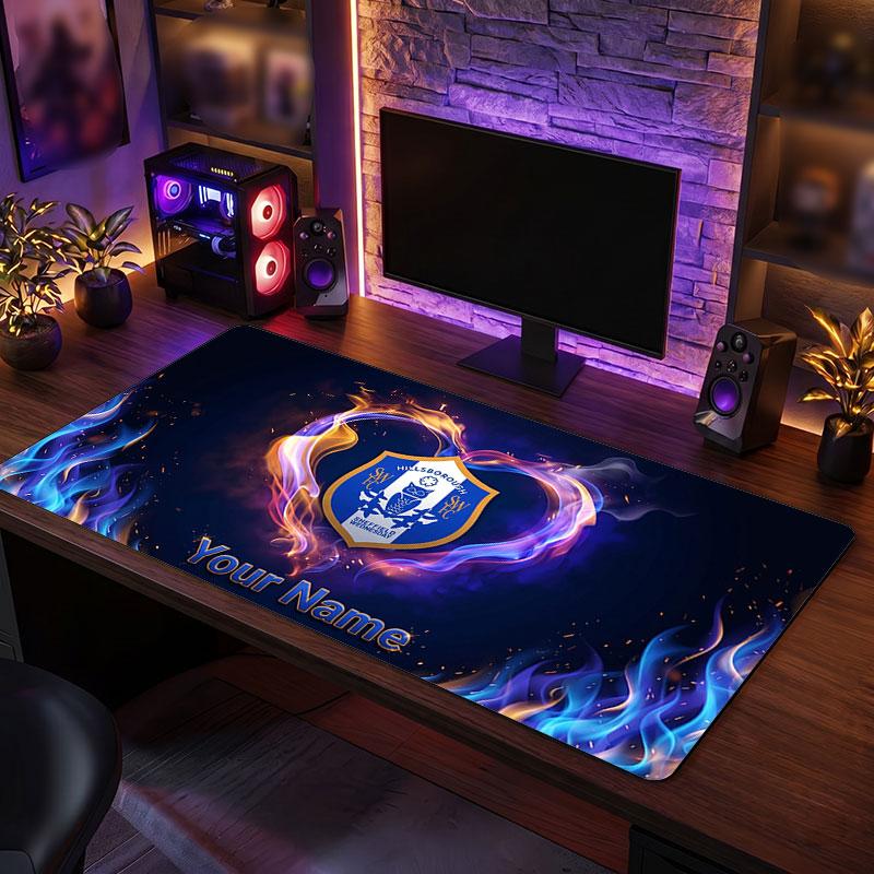 Sheffield Wednesday FC Benutzerdefinierte Große Mauspads, Personalisierter Textdruck mit Namen, Fußballlogo Rutschfeste Schreibtischmatte Gaming-Geschenk