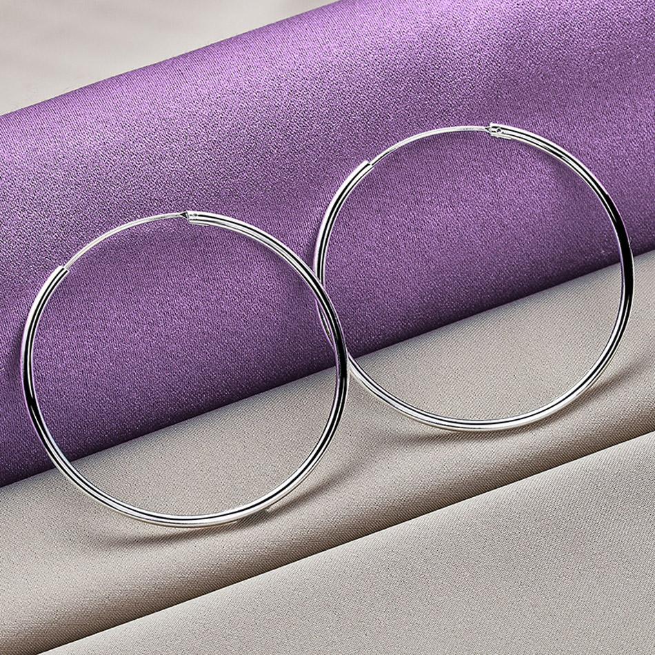 

CHSHINE женские серьги-кольца из 100% стерлингового серебра 925 пробы, круглые серьги-кольца в упаковке, простые серьги-кольца 60mm