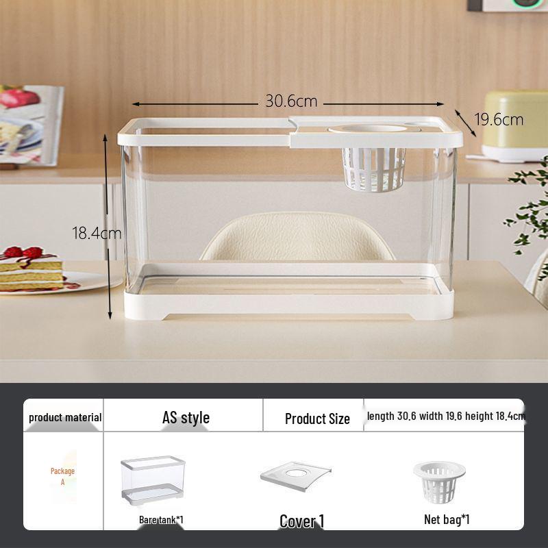 Goldfish Tank Desktop Aquarium with Filtration, Oxygenation, and Lid - Ecological Landscaping All-in-One for Living Room Household Use.