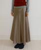 LUCIR ZU Satin Full Length Flare Skirt (Brown)