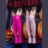 Damen Kniestrümpfe Über dem Knie Hohe Strümpfe Japanische Lolitas Totenkopfmuster Lange Socken Dünne Halloween-Strümpfe