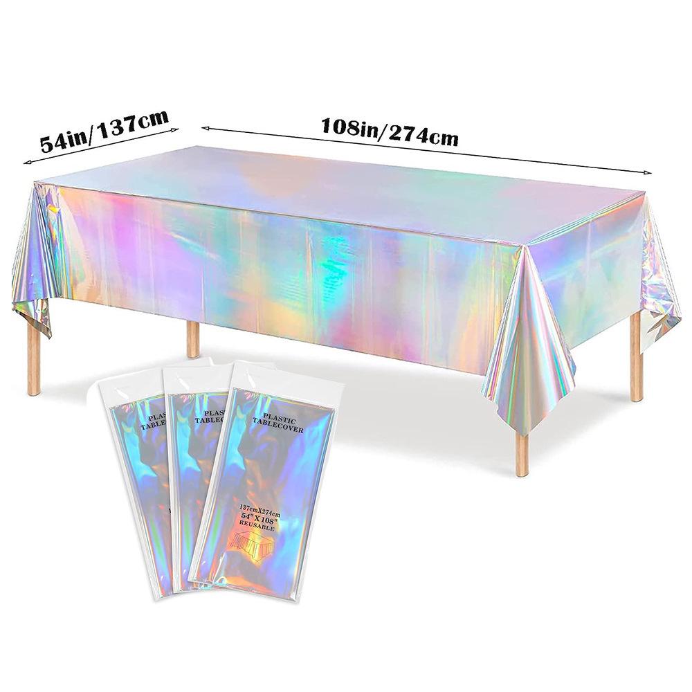 Iridescent Rainbow Plastic Tablecloth for Christmas or Birthday Parties