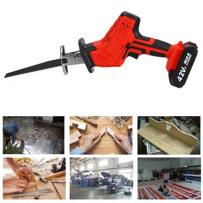 1400W Reciprocating Saw Rechargeable Cordless Portable Woodworking Cutters +4 Blades +LED Light for Wood Metal Cutting W/ Battery