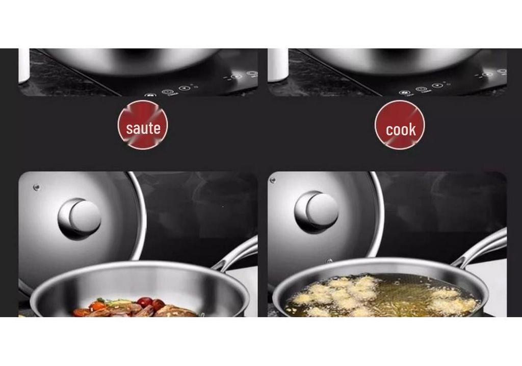 316 Stainless Steel Non-Stick Flat-Bottom Frying Pan for Home & Commercial Use - Ideal for Eggs, Stir-Fry, Induction, and Gas Cookers.