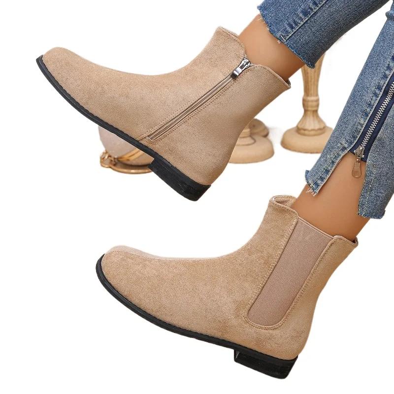 Modern Boots Women Winter Round Toe Ladies Shoes 2024 High Quality Ankle Women's Boots Fashion Side Zipper Solid Shoes for Women