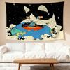 Cat Space Theme Tapestry Printed Wall Hanging Flag for Bedroom Home Decor
