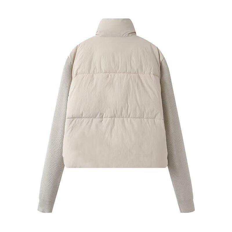 2024 Winter Women's European & American Style Patchwork Long Sleeve Cotton-Padded Jacket