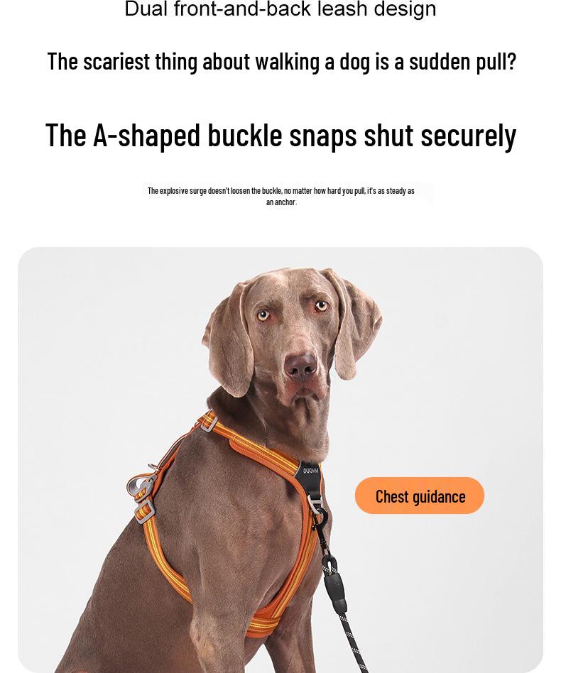 Shock-Absorbing Reflective Dog Harness with Double Handle for Large Breeds