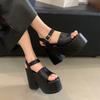 12cm New Style Popular Ultra-high Heel Waterproof Platform Women's Summer Outerwear Slippers Plus Size 34-43 Zapatos Mujer