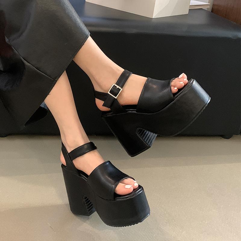 12cm New Style Popular Ultra-high Heel Waterproof Platform Women's Summer Outerwear Slippers Plus Size 34-43 Zapatos Mujer